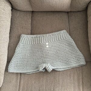 Handmade Crochet shorts in Light blue